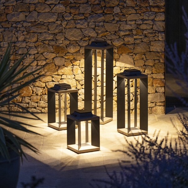 Les Jardins Lanternă solară LED Teckalu, gri/negru, 60 cm, reglabil, Negru, Aluminiu, Felinar