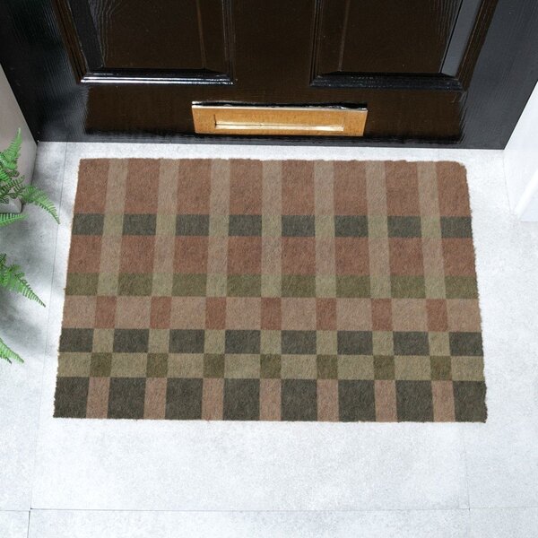 Covoraș de intrare din fibre de nucă de cocos 40x60 cm Pink and Blue Check – Artsy Doormats