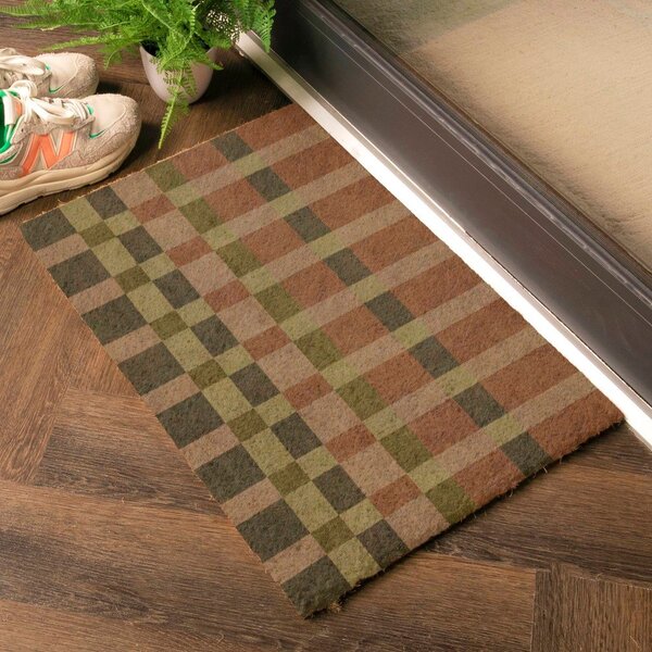 Covoraș de intrare din fibre de nucă de cocos 40x60 cm Pink and Blue Check – Artsy Doormats