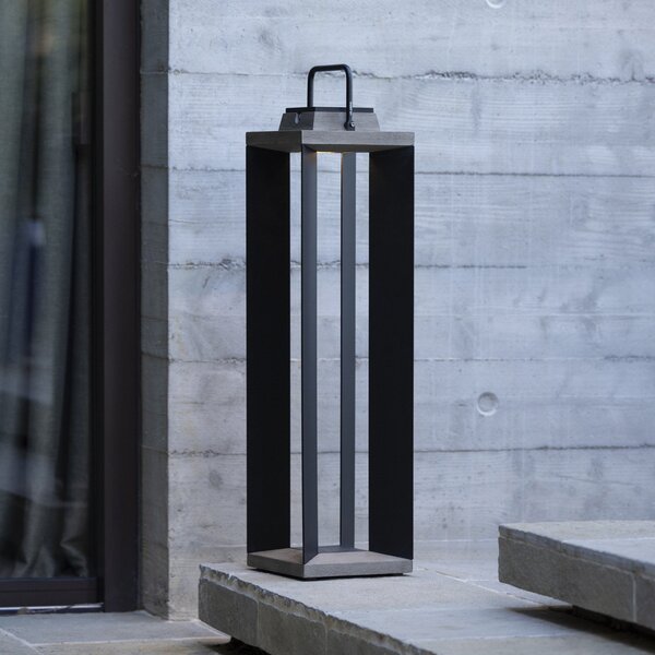 Les Jardins Lanternă solară LED Teckalu, gri/negru, 60 cm, reglabil, Negru, Aluminiu, Felinar