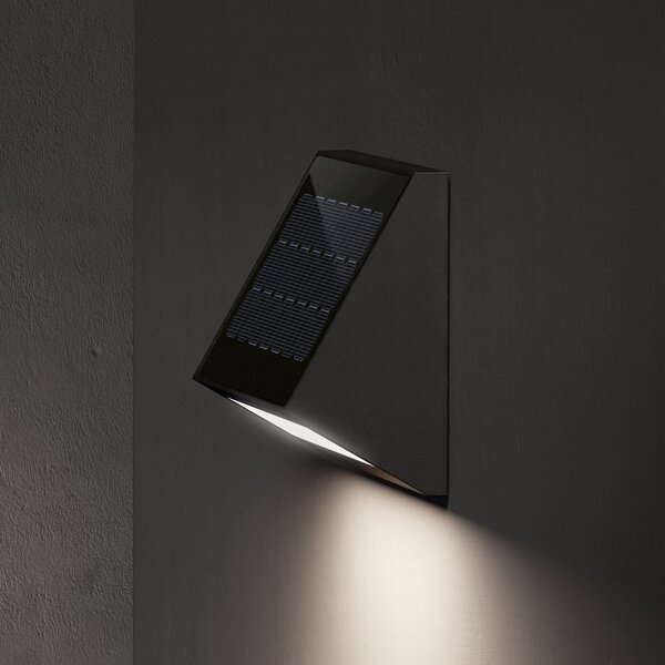 KLEWE aplică de perete solară LED ECOSTEP, antracit, 17 cm, IP65, Negru, Aluminiu, Modern, Lumini solare