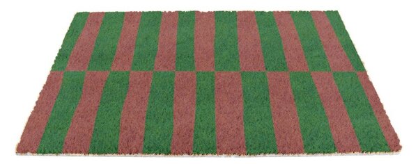 Covoraș de intrare din fibre de nucă de cocos 40x60 cm Pink & Green Half Stripes – Artsy Doormats