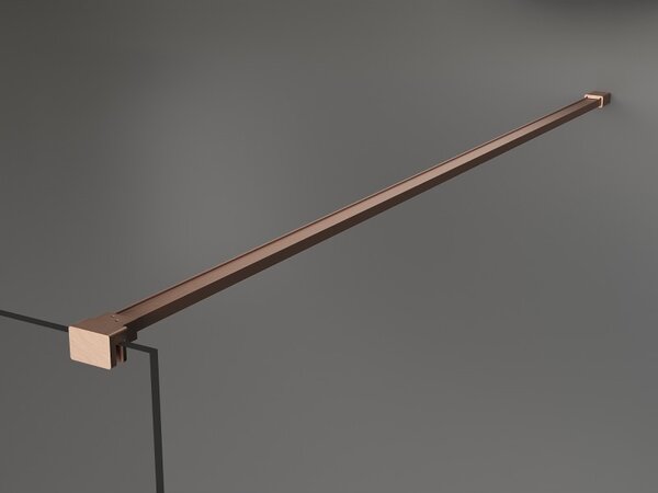 Mexen Kioto+, Paravan de duș Walk-In cu poliță și cuier 110 x 200 cm, model sticlă transparentă de 8 mm alb, profil cupru mat, 800-110-121-65-85