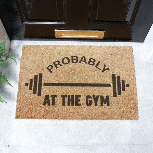 Covoraș de intrare din fibre de nucă de cocos 40x60 cm Probably At The Gym – Artsy Doormats