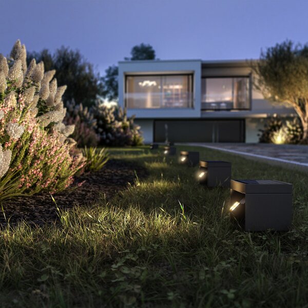 KLEWE LED reflector solar de grădină Alea antracit 15 x 15cm IP65, Negru, Aluminiu, Modern, Lumini solare
