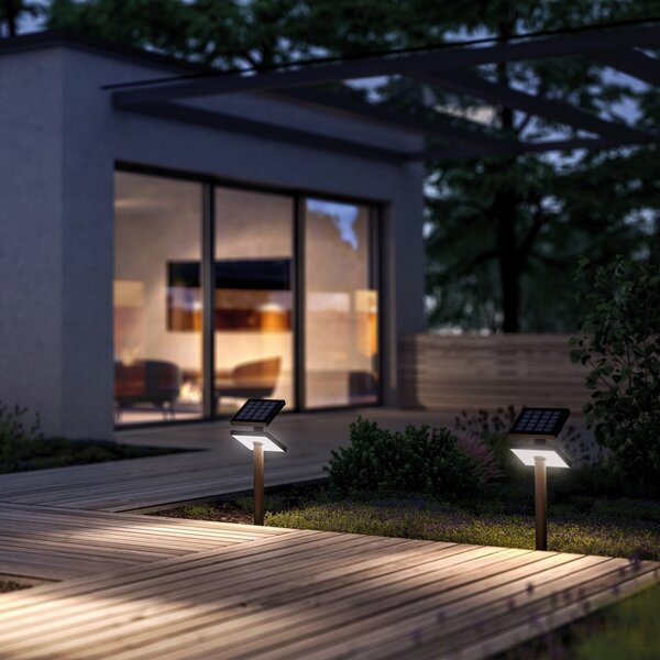 KLEWE LED lampă solară HELIOSTEPPER, antracit, țepușă de sol, IP65, Negru, Aluminiu, Modern, Lumini solare
