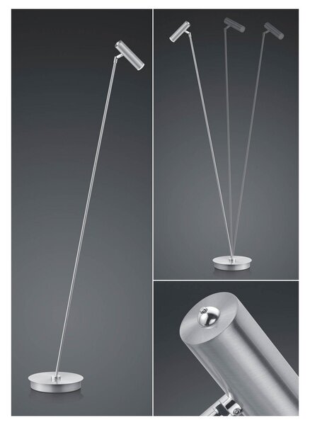 HELL Lampadar LED Tom, dimabil, nichel, reglabil, Gri, Camera de zi / sufragerie, Metal, Modern