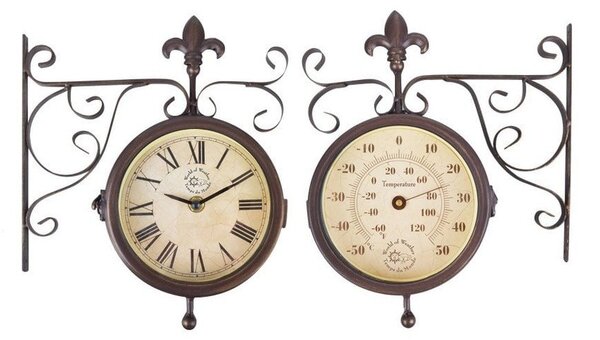 Set ceas și termometru pentru grădină Esschert Design Rustic