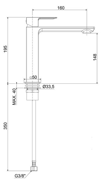 Kronenbach Quara 3.0 baterie lavoar stativ oţel KB100352C15