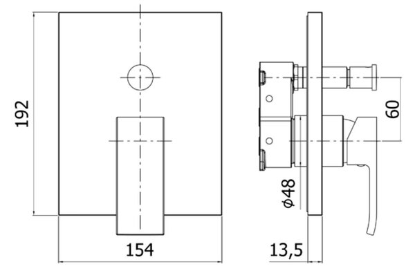 Kronenbach Quara 3.0 baterie cadă-duș ascuns crom KB100364C10