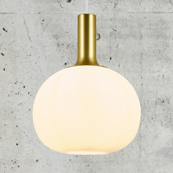Nordlux Lampă suspendată Alton cu abajur din sticlă albă Ø 25cm, reglabil, Alb, Camera de zi / sufragerie, Sticlă, Modern