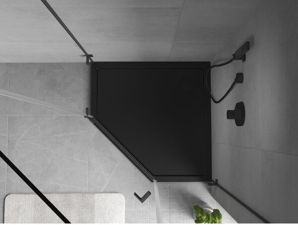 Mexen Flow cadă de duș pentagonală slim 90 x 90 cm, negru mat - 46P709090