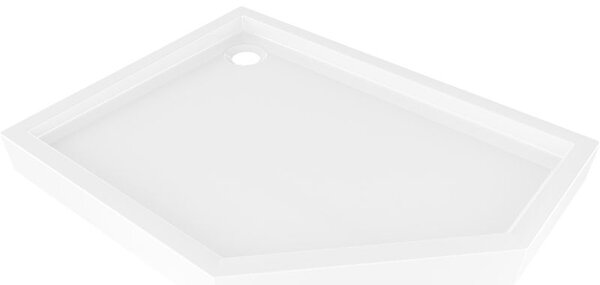 Mexen Flow+ cadă de duș pentagonală stângă 100 x 80 cm, alb lucios - 46P108010LH