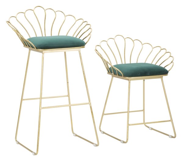 Set 2 scaune de bar GLAM FLOWER (cm) 57X52X94-56X48X72,50