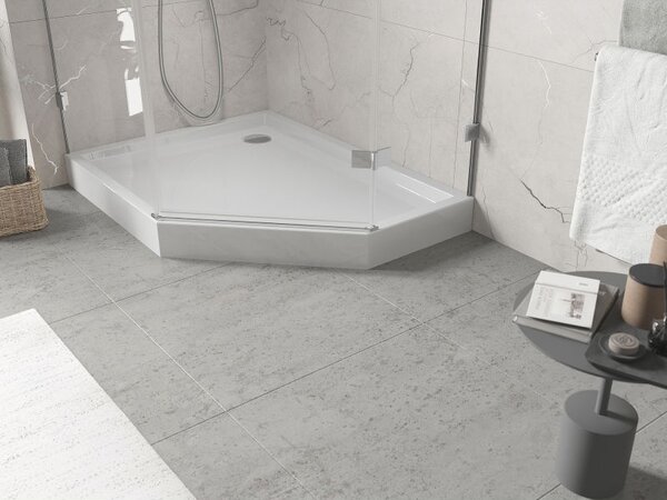 Mexen Flow+ cadă de duș pentagonală stângă 100 x 80 cm, alb lucios - 46P108010LH