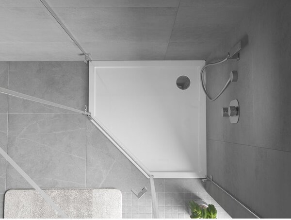 Mexen Flow cadă de duș pentagonală slim 90 x 90 cm, alb lucios - 46P109090