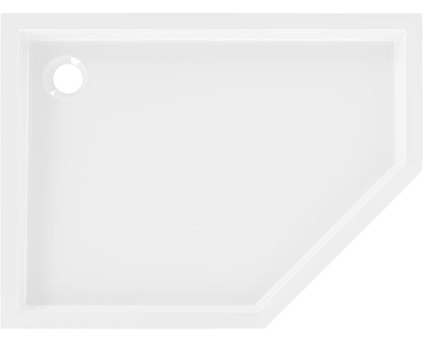 Mexen Flow+ cadă de duș pentagonală stângă 100 x 80 cm, alb lucios - 46P108010LH