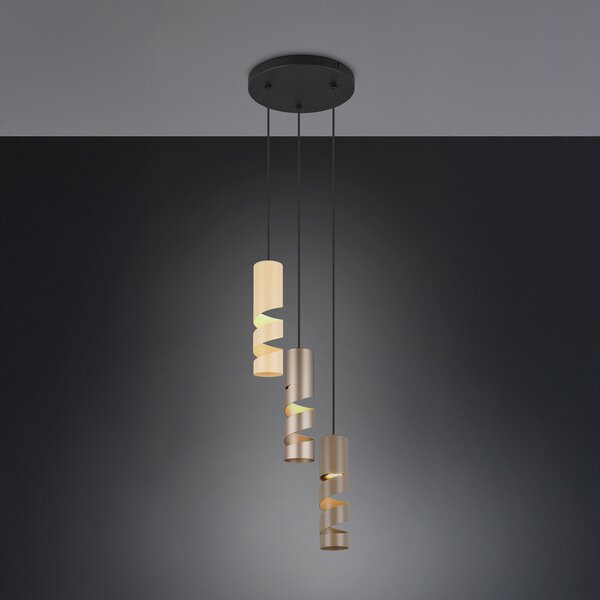 Trio Lighting Lampă suspendată Stream, multicoloră, Ø 28 cm, 3 becuri, metal, GU10, reglabil, Multicolor, Camera de zi / sufragerie, Metal, Modern