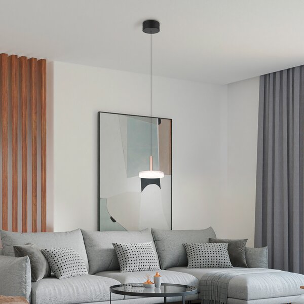Trio Lighting Lampă suspendată LED Celeste, alb/maro, Ø 22 cm, sticlă, dimabil, reglabil, Alb, Camera de zi / sufragerie, Sticlă, Modern