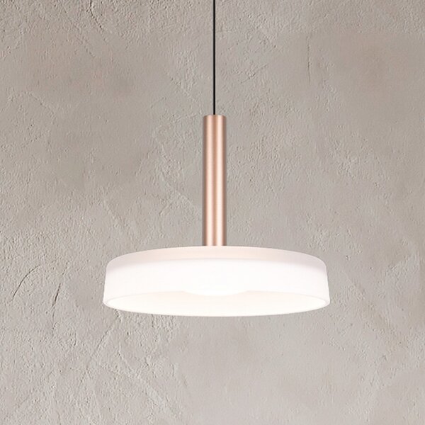 Trio Lighting Lampă suspendată LED Celeste, alb/maro, Ø 22 cm, sticlă, dimabil, reglabil, Alb, Camera de zi / sufragerie, Sticlă, Modern