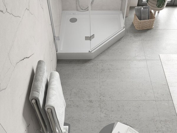 Mexen Flow+ cadă de duș pentagonală 90 x 90 cm, alb lucios - 46P109090H