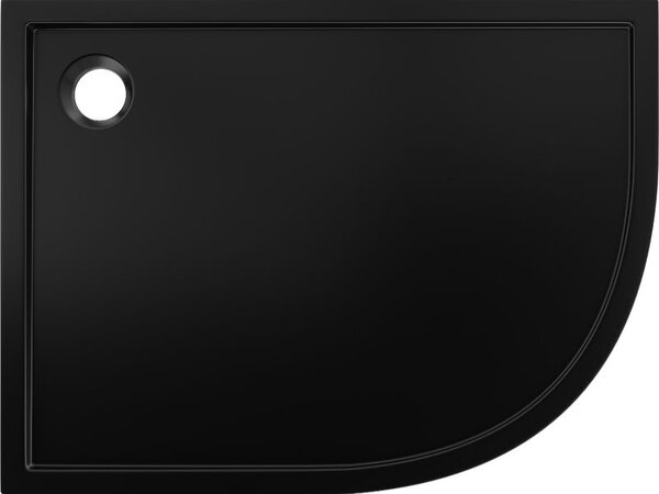 Mexen Flow cadă de duș semirotundă asimetrică slim stânga 90 x 80 cm, negru mat - 46Q708090L