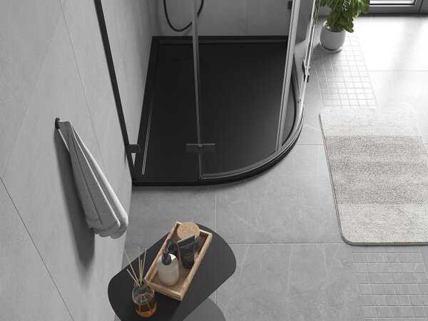 Mexen Flow cadă de duș semicirculară asimetrică slim dreapta 100 x 90 cm, negru mat - 46Q709010R