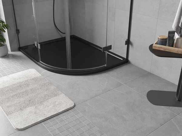 Mexen Flow cadă de duș semirotundă asimetrică slim stânga 90 x 80 cm, negru mat - 46Q708090L