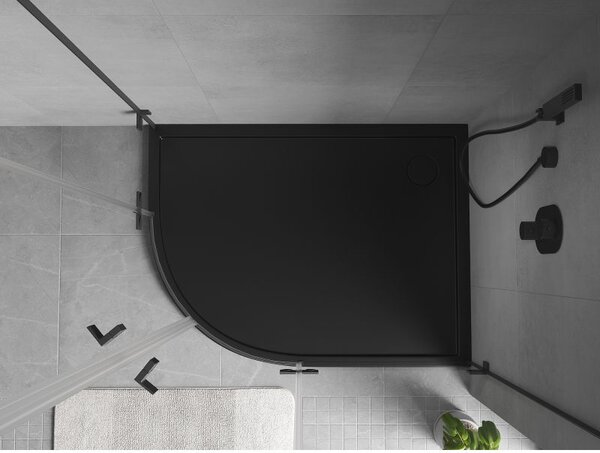Mexen Flow cadă de duș semicirculară asimetrică slim dreapta 100 x 90 cm, negru mat - 46Q709010R