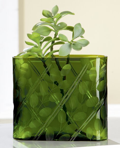 Vaza Otono, sticla, verde, 16.5x23x9.5 cm