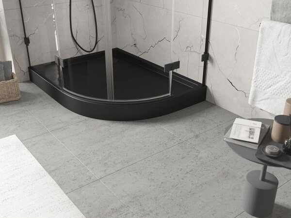 Mexen Flow+ cadă de duș semicirculară asimetrică stânga 100 x 80 cm, negru mat - 46Q708010LH