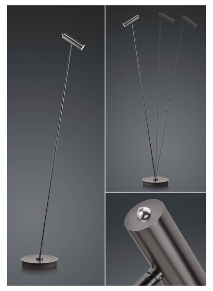 HELL Lampadar LED Tom, dimabil, bronz, reglabil, Bronz / Alamă Veche, Camera de zi / sufragerie, Metal, Modern