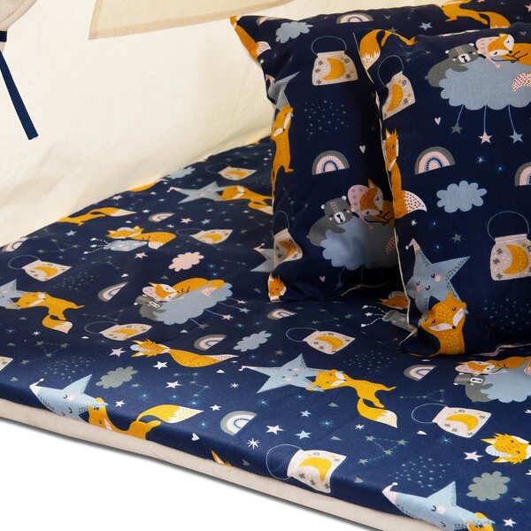 Cort copii stil indian Teepee Tent Kidizi Felix the Fox, include covoras gros si 2 perne, stabilizator cadou