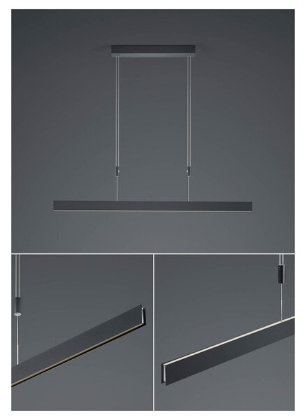 HELL Suspensie Delta LED, 100 cm, negru, reglabil, Negru, Camera de zi / sufragerie, Metal, Modern