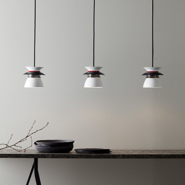 Belid Diablo lampă suspendată, Ø 16,5 cm, negru/rosu, reglabil, Alb, Camera de zi / sufragerie, Metal, Scandinavă