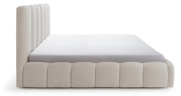 Pat tapițat cu ladă de depozitare Aura 160x200 - bouclé bej Quelle 03