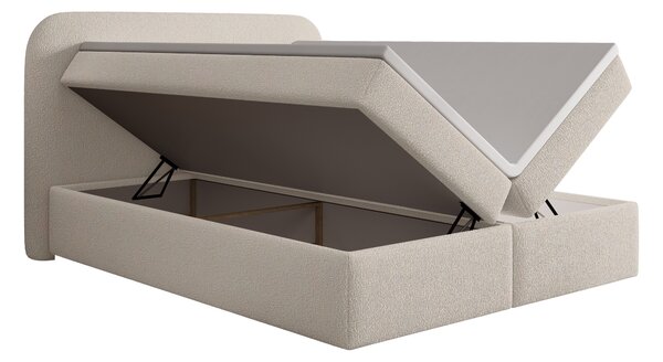 Pat boxspring cu ladă de depozitare Eleris 160x200 - bouclé bej Quelle 03