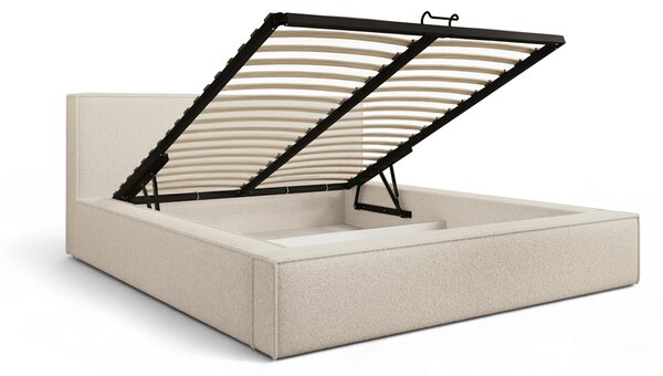 Pat tapițat Nirello 160x200 cu ladă depozitare - boucle bej Quelle 03
