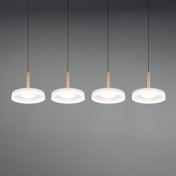 Trio Lighting Lampă suspendată LED Celeste alb/maro 115 cm 4 becuri sticlă dimabil, reglabil, Alb, Camera de zi / sufragerie, Sticlă, Modern