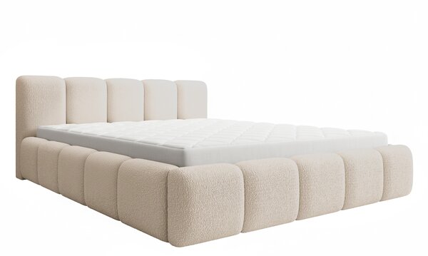 Pat tapițat Tesia 160x200 cu ladă depozitare - bukla bej Quelle 03