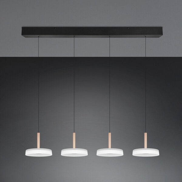 Trio Lighting Lampă suspendată LED Celeste alb/maro 115 cm 4 becuri sticlă dimabil, reglabil, Alb, Camera de zi / sufragerie, Sticlă, Modern