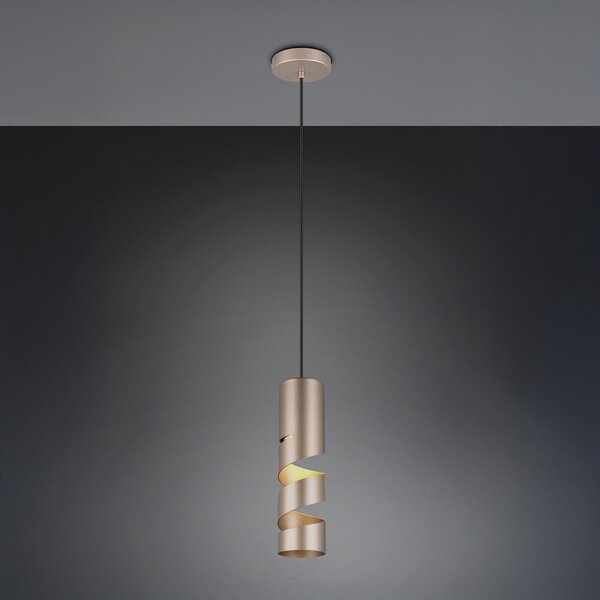 Trio Lighting Lampă suspendată Stream, maro, Ø 8 cm, metal, GU10, reglabil, Maro / Rugină, Camera de zi / sufragerie, Metal, Modern