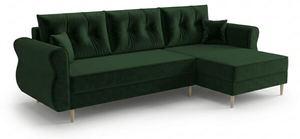 Canapea extensibila de colt SILVIANO, verde inchis, reversibila, 230x140 cm