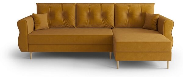 Canapea extensibila de colt SILVIANO, mustar, reversibila, 230x140 cm