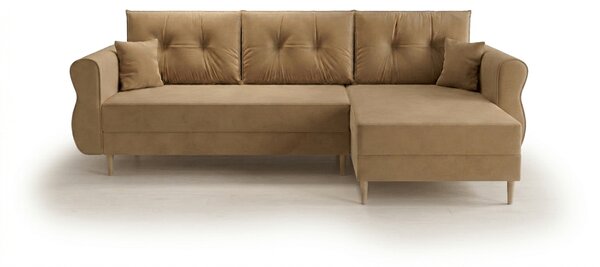 Canapea extensibila de colt SILVIANO, bej, reversibila, 230x140 cm