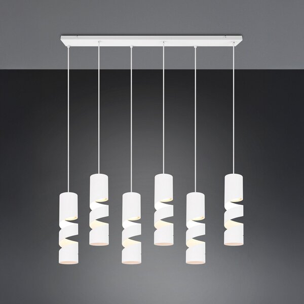 Trio Lighting Lampă suspendată Stream, alb Lungime 100 cm 6 becuri metalice GU10, reglabil, Alb, Camera de zi / sufragerie, Metal, Modern