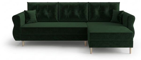 Canapea extensibila de colt SILVIANO, verde inchis, reversibila, 230x140 cm