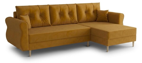 Canapea extensibila de colt SILVIANO, mustar, reversibila, 230x140 cm