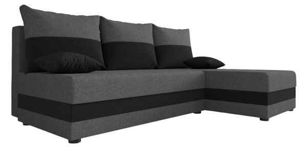 Coltar extensibil de colt VALERIO SLIM, gri inchis/antracit, reversibil, 200x140 cm + 2 perne GRATUIT