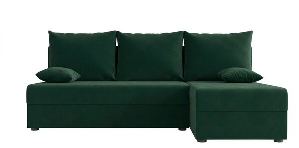 Coltar extensibil de colt VALERIO SLIM, verde inchis, reversibil, 200x140 cm + 2 perne GRATUIT